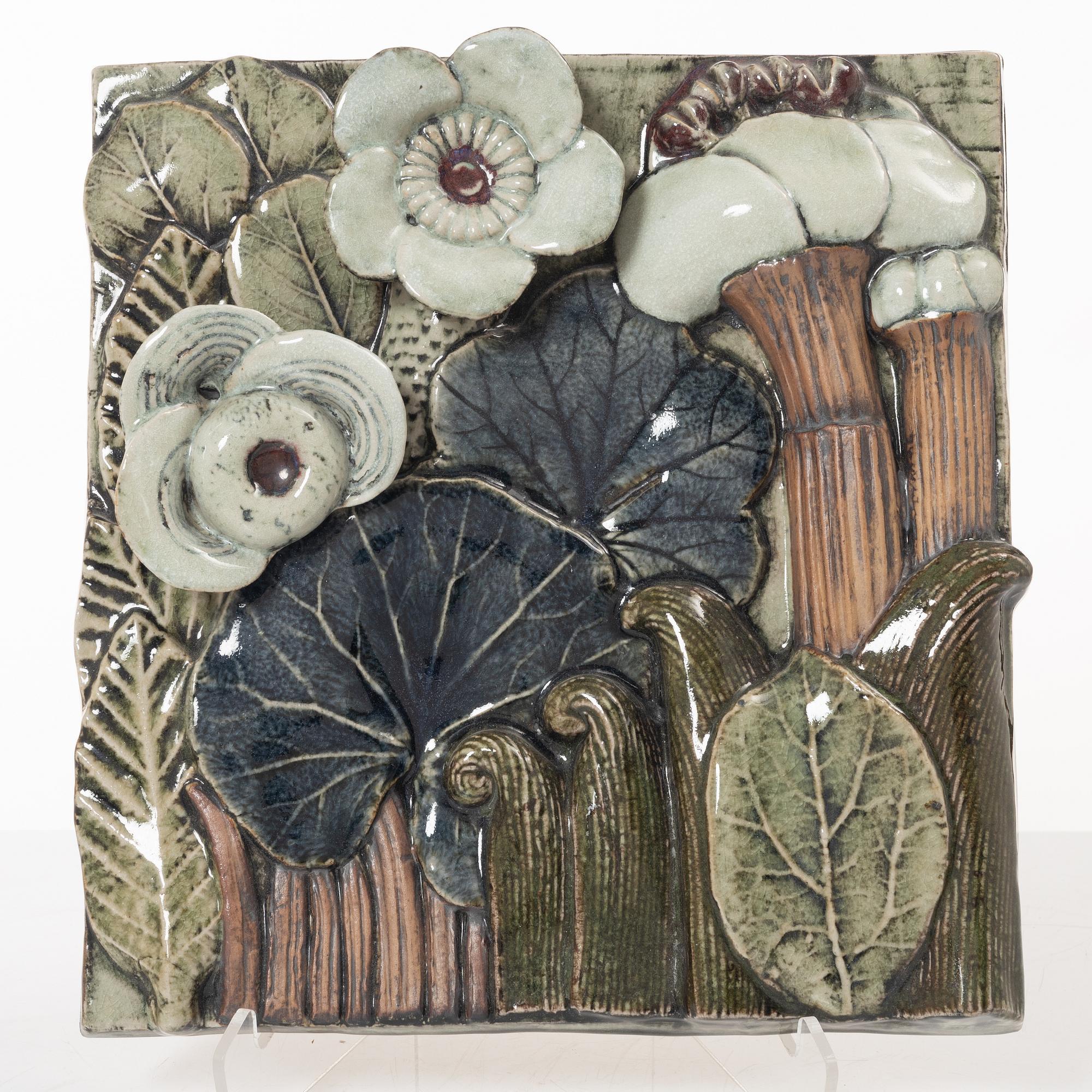 Lisa Larson, a 'Flora' wall plaque, Gustavsberg.