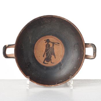 KYLIX, lergods. Attisk, svart-figurig, troligen omkring 520-510 f. Kr.