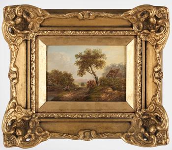 OKÄND KONSTNÄR,  olja på pannå, England, signerad C Morris, 1800-tal.