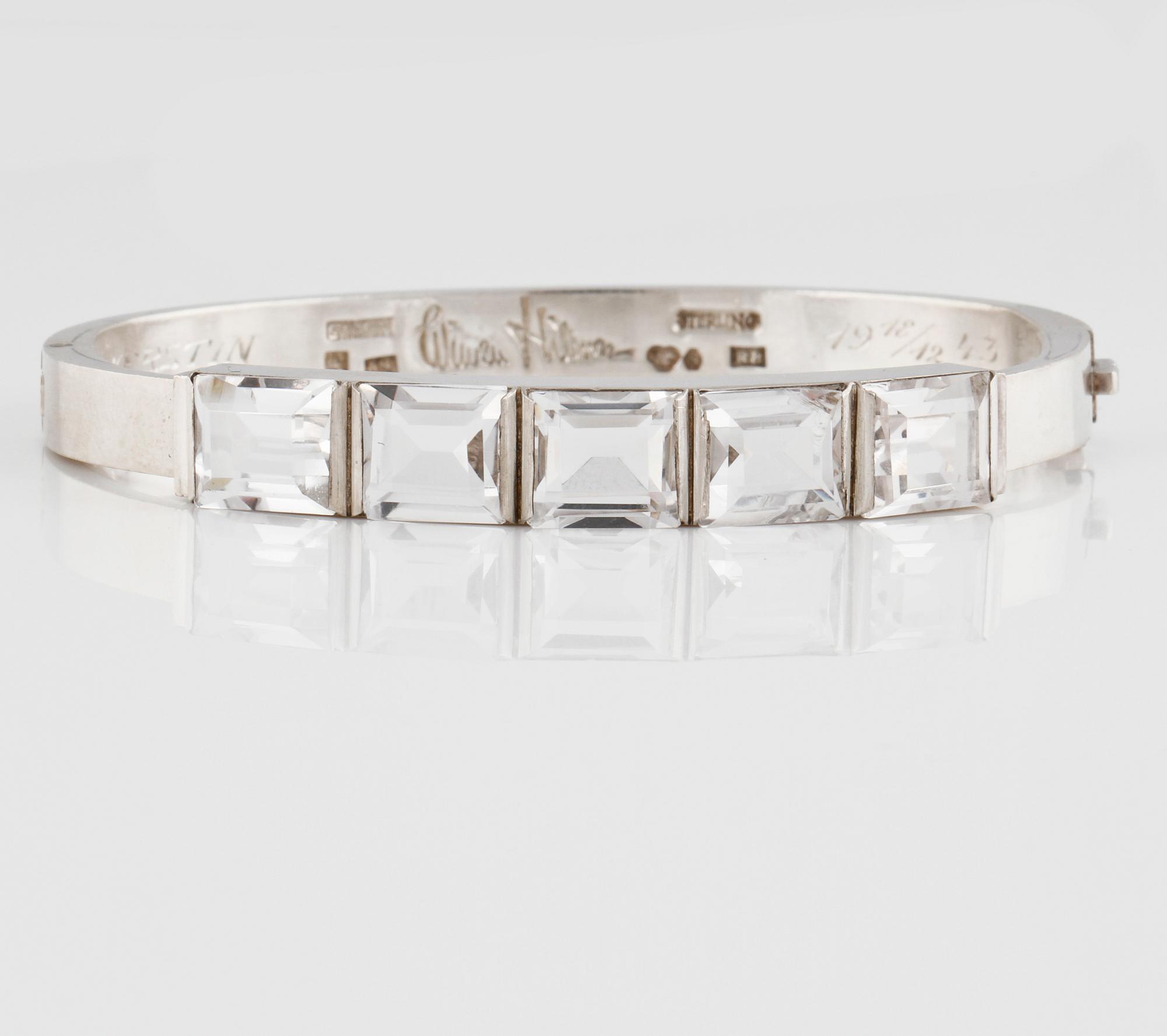 ARMRING, sterlingsilver med fasettslipad bergkristall, Wiwen Nilsson, Lund, 1943. Vikt 26,7 gram.