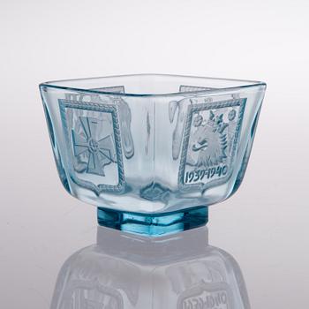 ARTTU BRUMMER, BOWL, glass, "Mottimalja" 1939-1942 Riihimäki Lasi Oy.