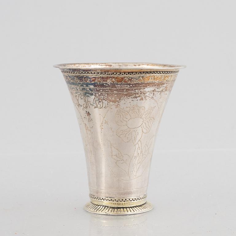 A Swedish parcel-gilt silver beaker, mark of Nils Grubb, Hudiksvall 1761.