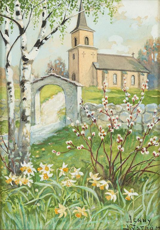 Jenny Nyström, Spring by the Church.