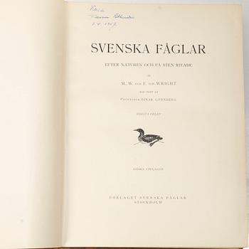 Bröderna von Wright, bokverk, 3 band, "Svenska fåglar", A. Börtzells tryckeri AB, Ivar Baarsen, Stockholm, 1927-1929.