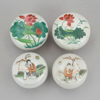ASKAR MED LOCK, 2 par, porslin, Kina, 1900-tal.