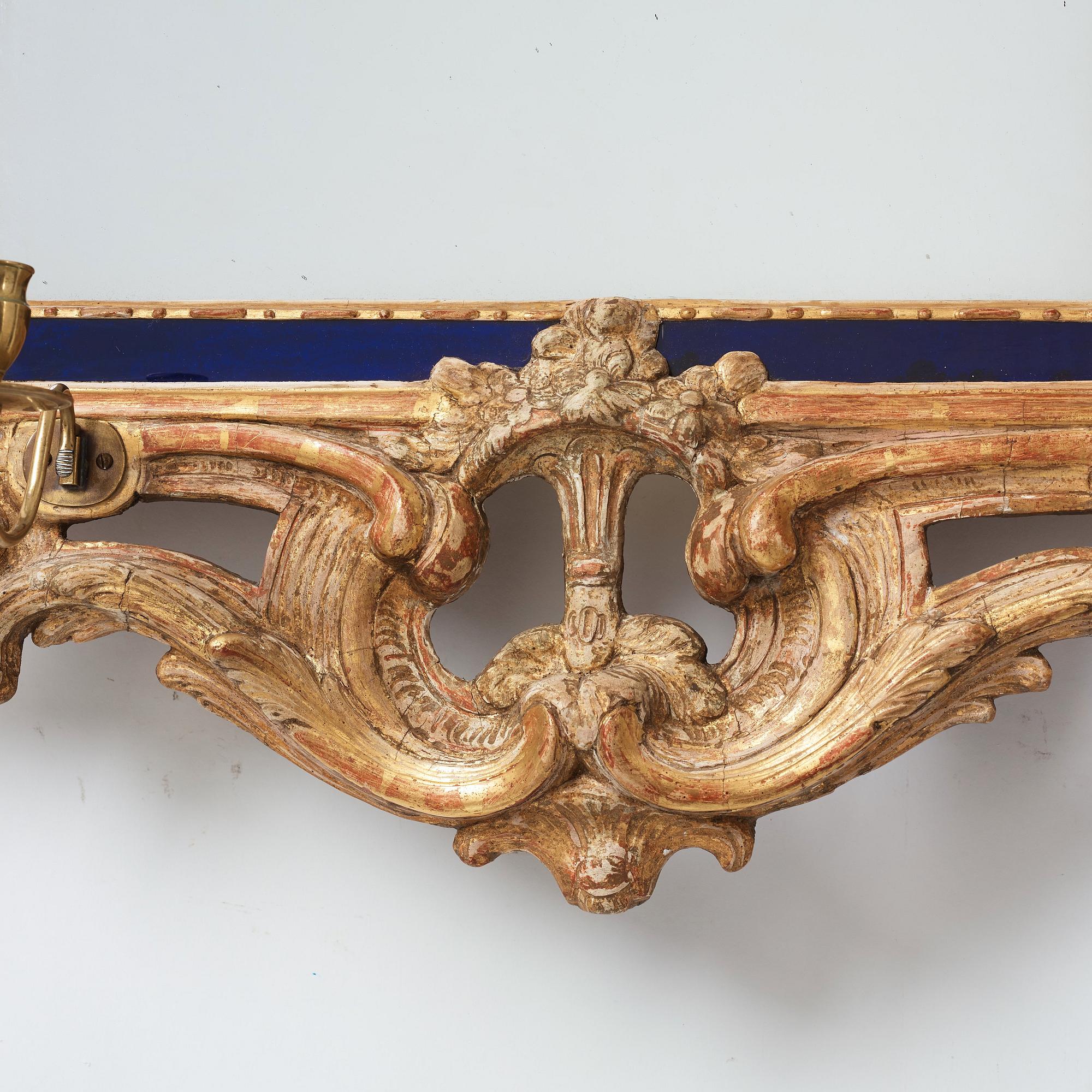 SPEGELLAMPETT, för två ljus, av Johan Åkerblad 1769 (mästare i Stockholm 1758-1799), rokoko.