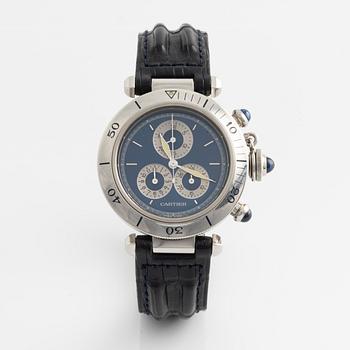 Cartier, Pasha, wristwatch, chronograph, 35,5 mm.
