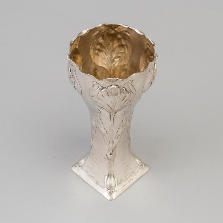 A Swedish Art Nouveau parcel-gilt vase, maker's mark K Anderson, Stockholm, 1901.