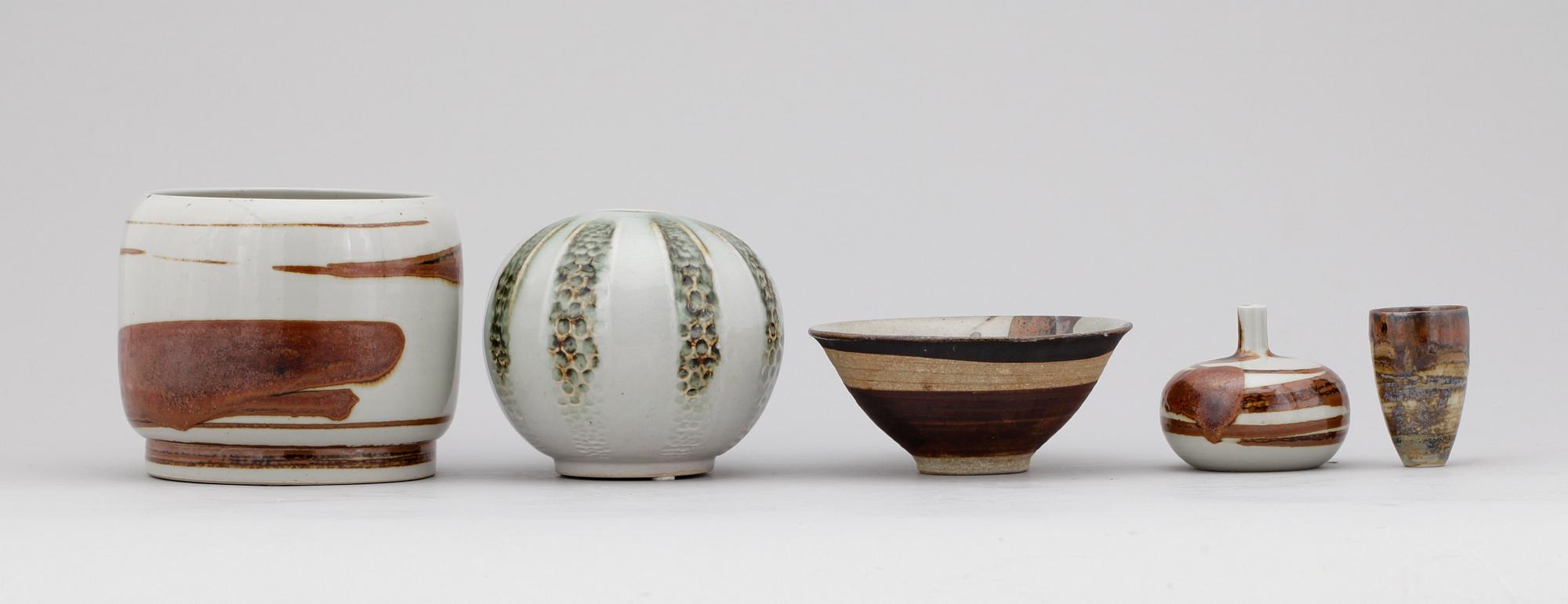 SKÅL SAMT VASER, 4 st, stengods, Carl Harry Stålhane, Designhuset.