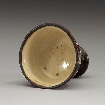 A cizhou stem cup, Yuan dynasty (1271-1368).