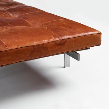 Poul Kjaerholm, A 'PK-80' steel and brown leather daybed, E Kold Christensen, Denmark 1960s.