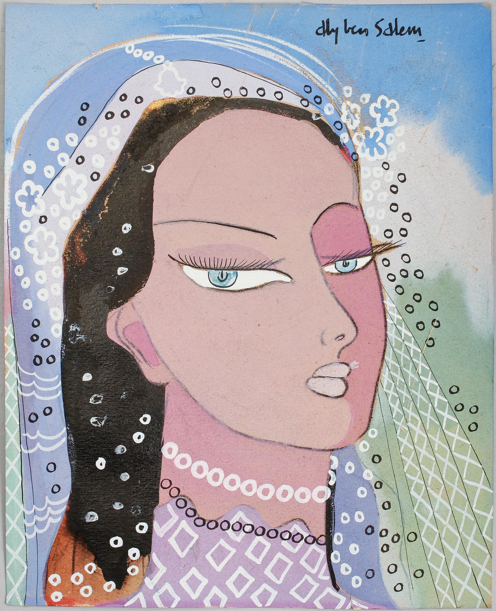 ALY BEN SALEM, gouache, signerad, 27 x 22 cm.