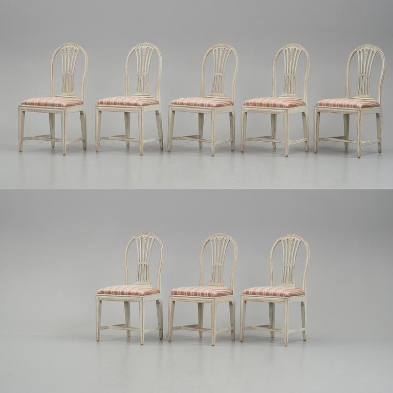 A set of five Gustavian chairs by C J Wadström. (Three later copies will follow the lot).