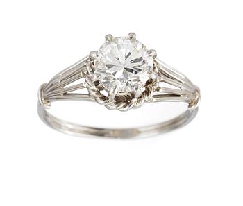 607. RING, set with brilliant cut diamond, app. 1.40 cts.