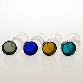 SAARA HOPEA, FOUR GLAS JARS, Nuutajärvi, 1950s.