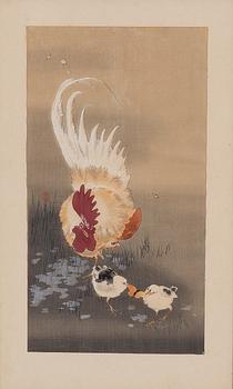 Ohara Koson, "Rooster and chicks".
