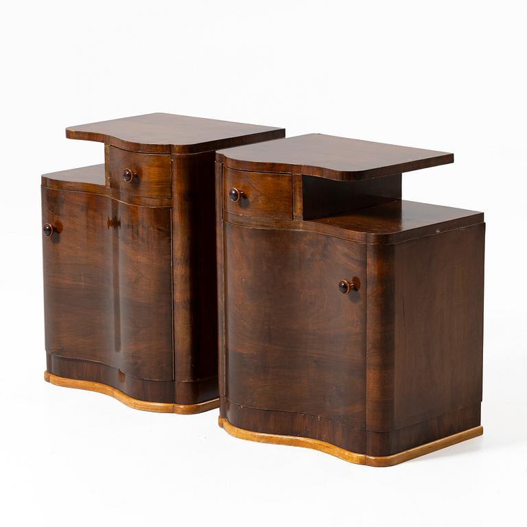 Bedside tables, a pair, first half of the 20th century.