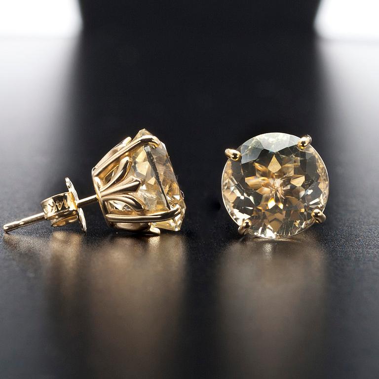 ÖRHÄNGEN, guld 14K, gula labradoriter, tot. 7,93 ct.