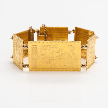 A bracelet with post stamps made of 900 gold..