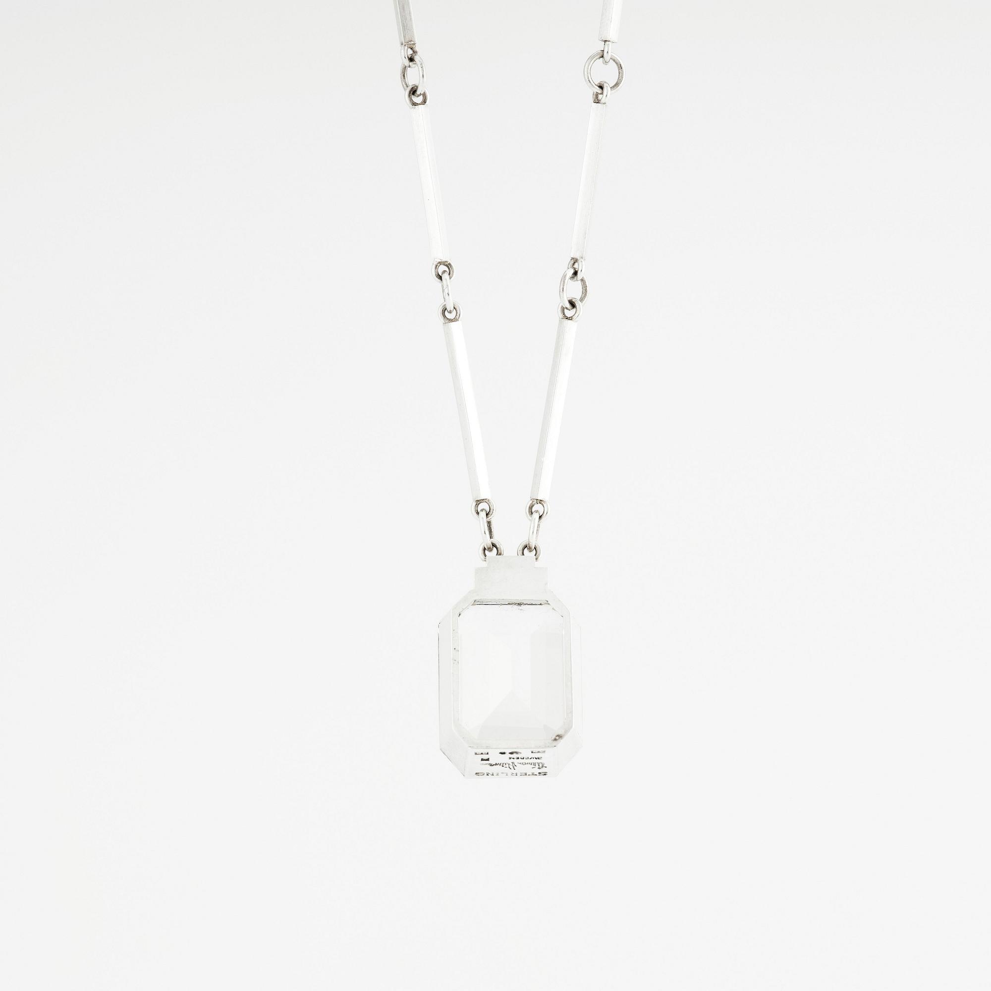 Wiwen Nilsson, a rock crystal and sterling silver necklace and pendant, Lund Sweden 1942.