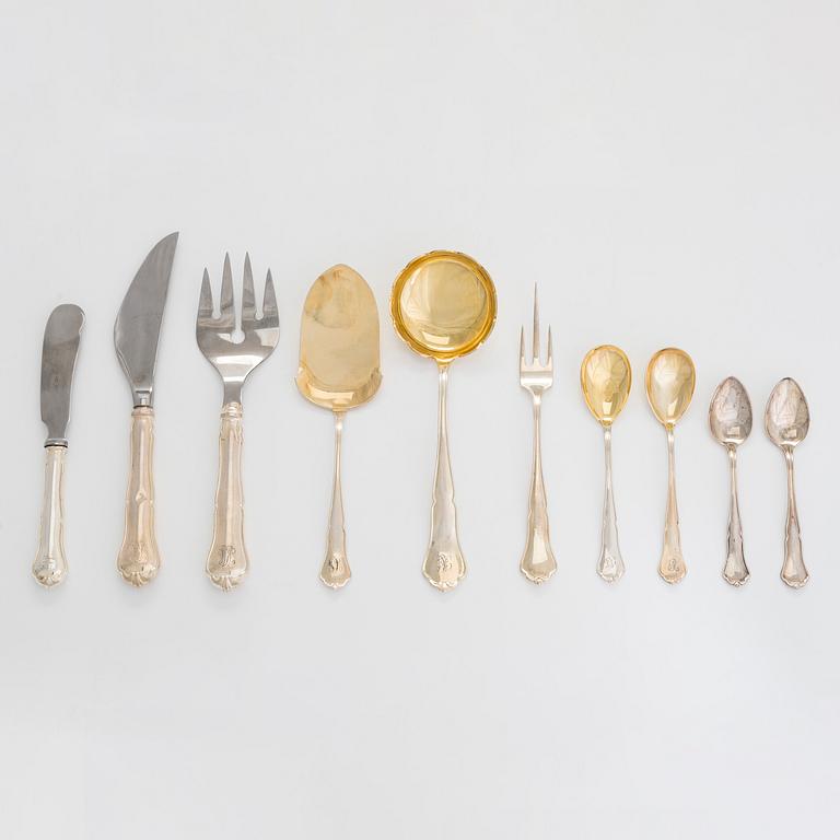 An 8-piece set of silver serving cutlery, 'Chippendale', Kultakeskus, Hämeenlinna 1951-79.