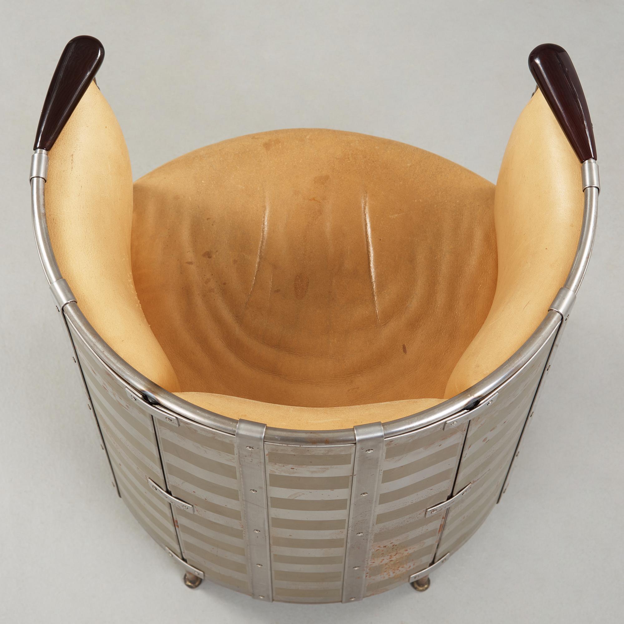 A Mats Theselius 'Älgskinnsfåtöljen' armchair, Källemo, Sweden ca 1991.