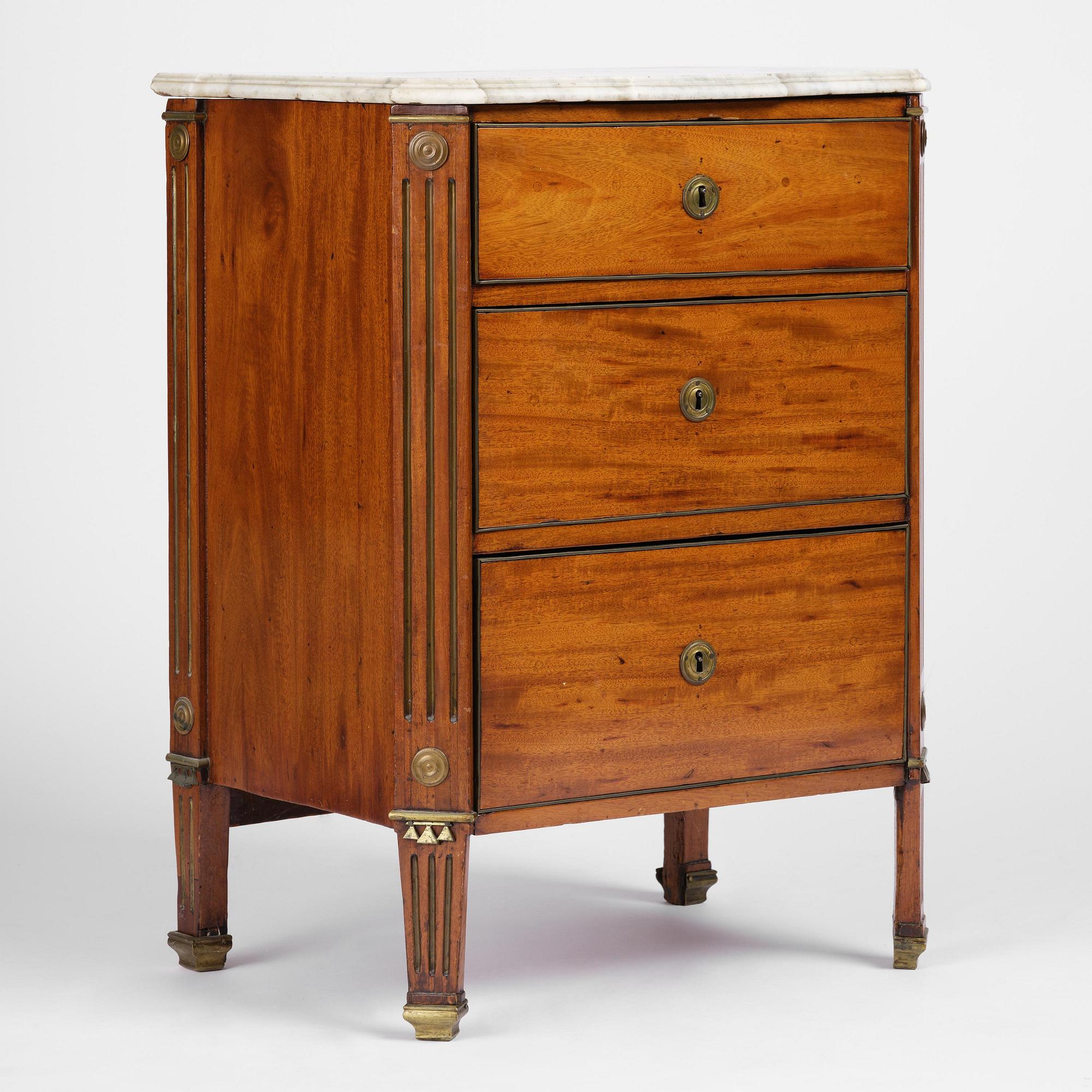 A late Gustavian mahogany commode, Stockholm, late 18th century.