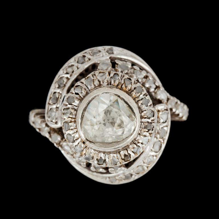 A rose cut diamond ring.
