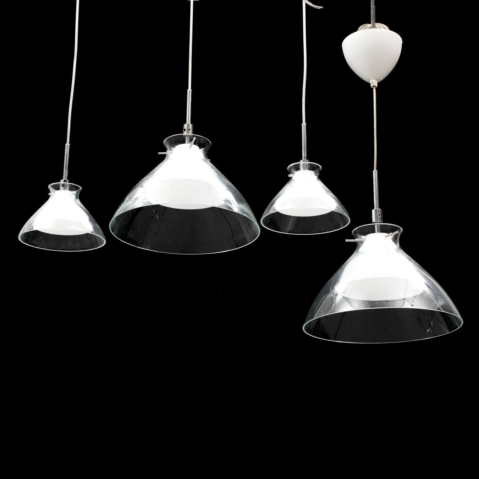 Four Belid ceiling lamps.