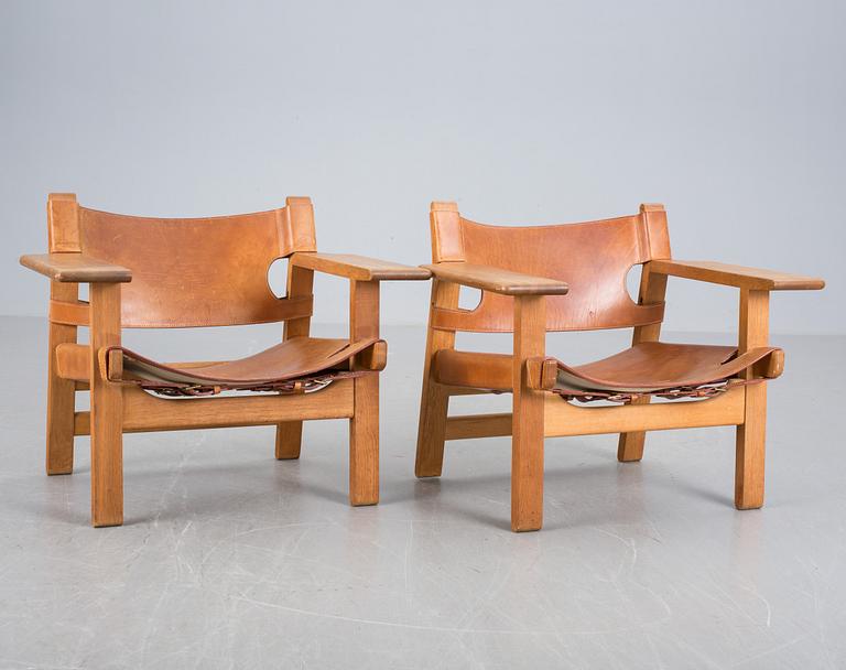 FÅTÖLJER, ett par, "Spanska stolen", Borge Mogensen, Fredericia Stolefabrik.