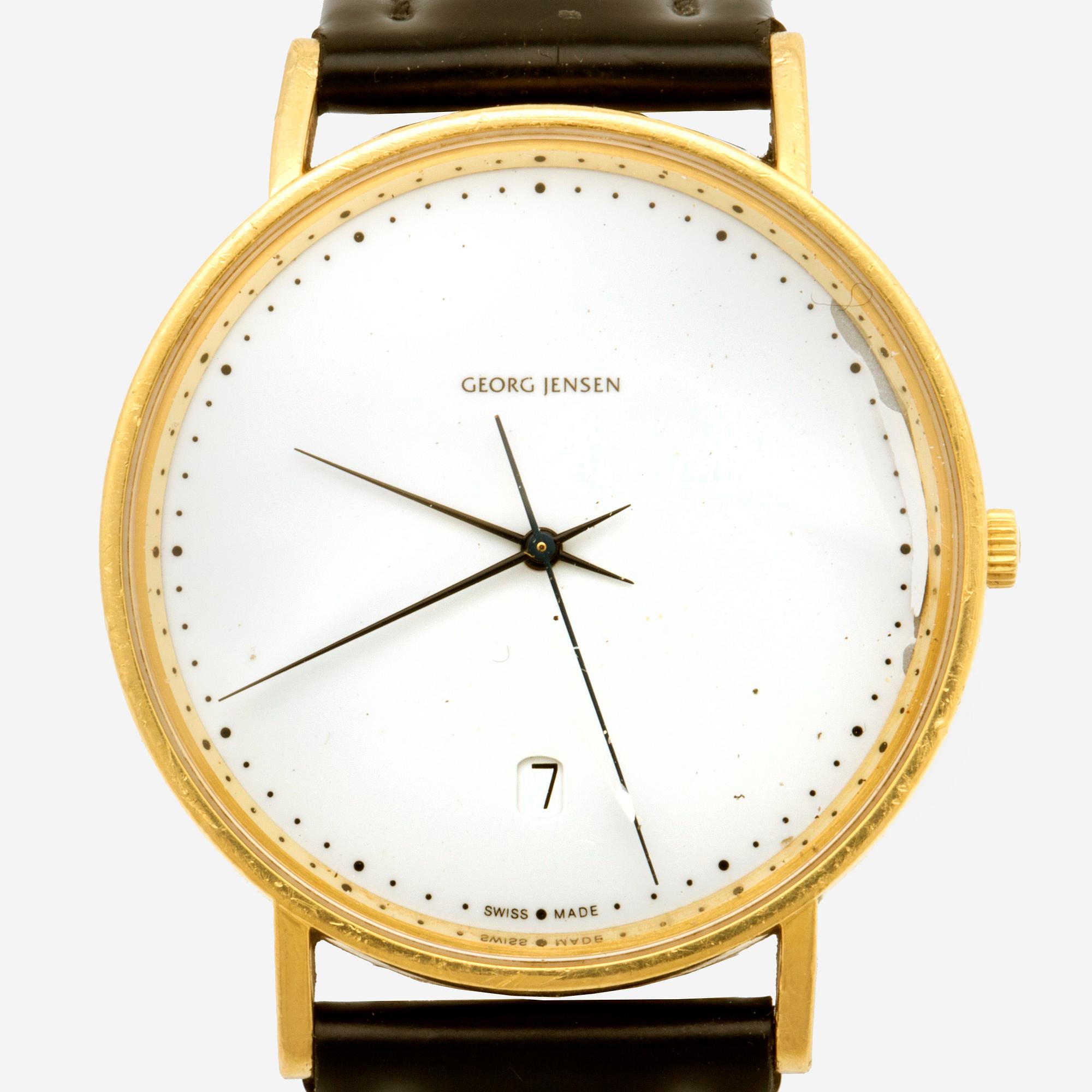 Georg Jensen, wristwatch, 18k, design, Henning Koppel.