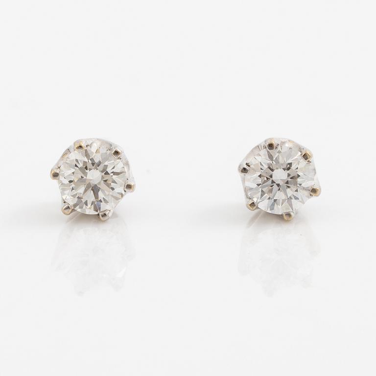 Earrings, a pair, 18K white gold with brilliant-cut diamonds.