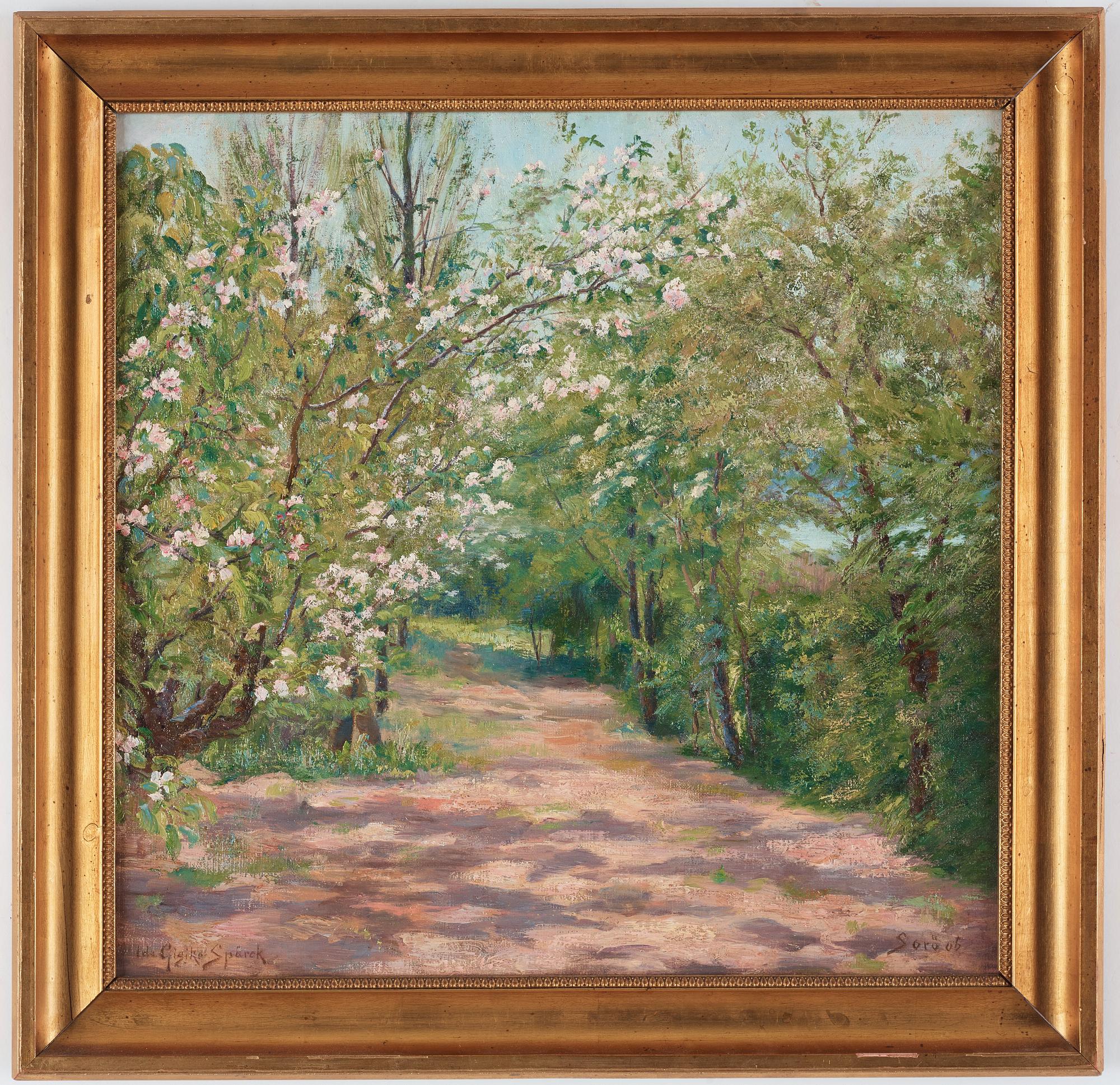 Ida Gisiko-Spärck, Vårlandskap med blommande träd.