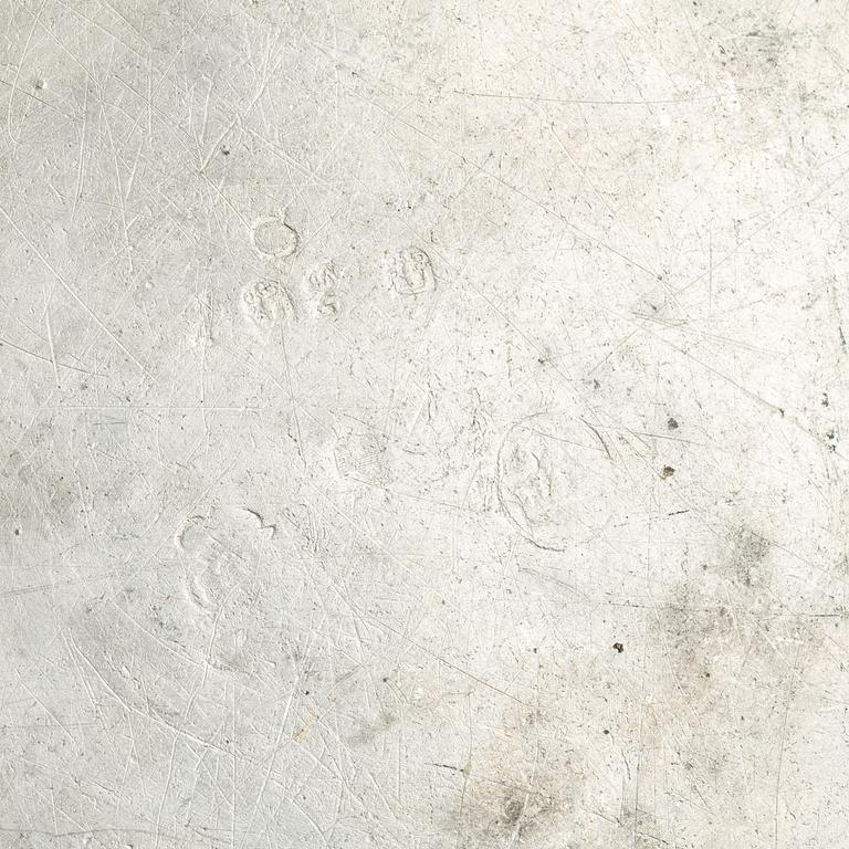 A rococo pewter charger by G. Östling, Vimmerby 1772.