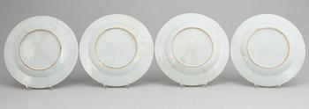 A set of four famille rose dinner plates, Qing dynasty, Qianlong (1736-95).