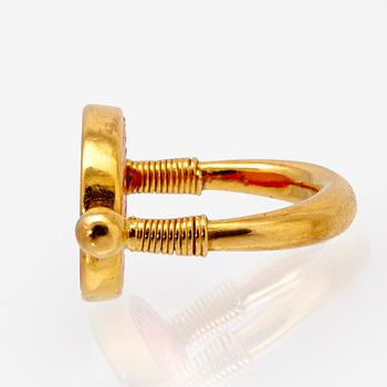 Ring and pendant, 18k and 14K (pendant), carnelian inscribed.