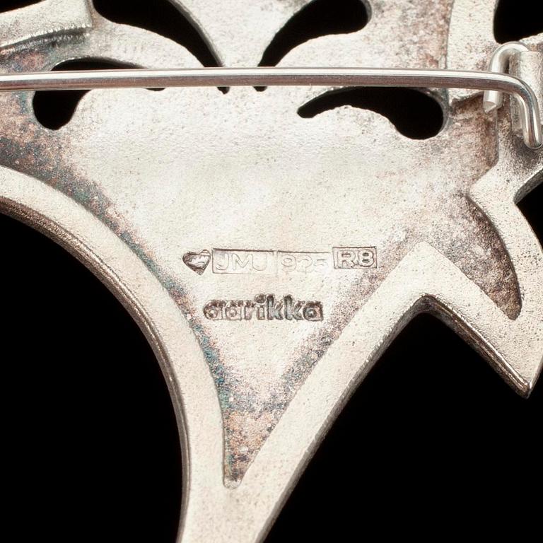 SMYCKESSET, 2 delar samt BROSCH, silver, metall och trä, Aarikka Finland 1990-tal.