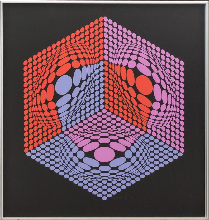 VICTOR VASARELY, färglitografi, signerad och numrerad 1/250.
