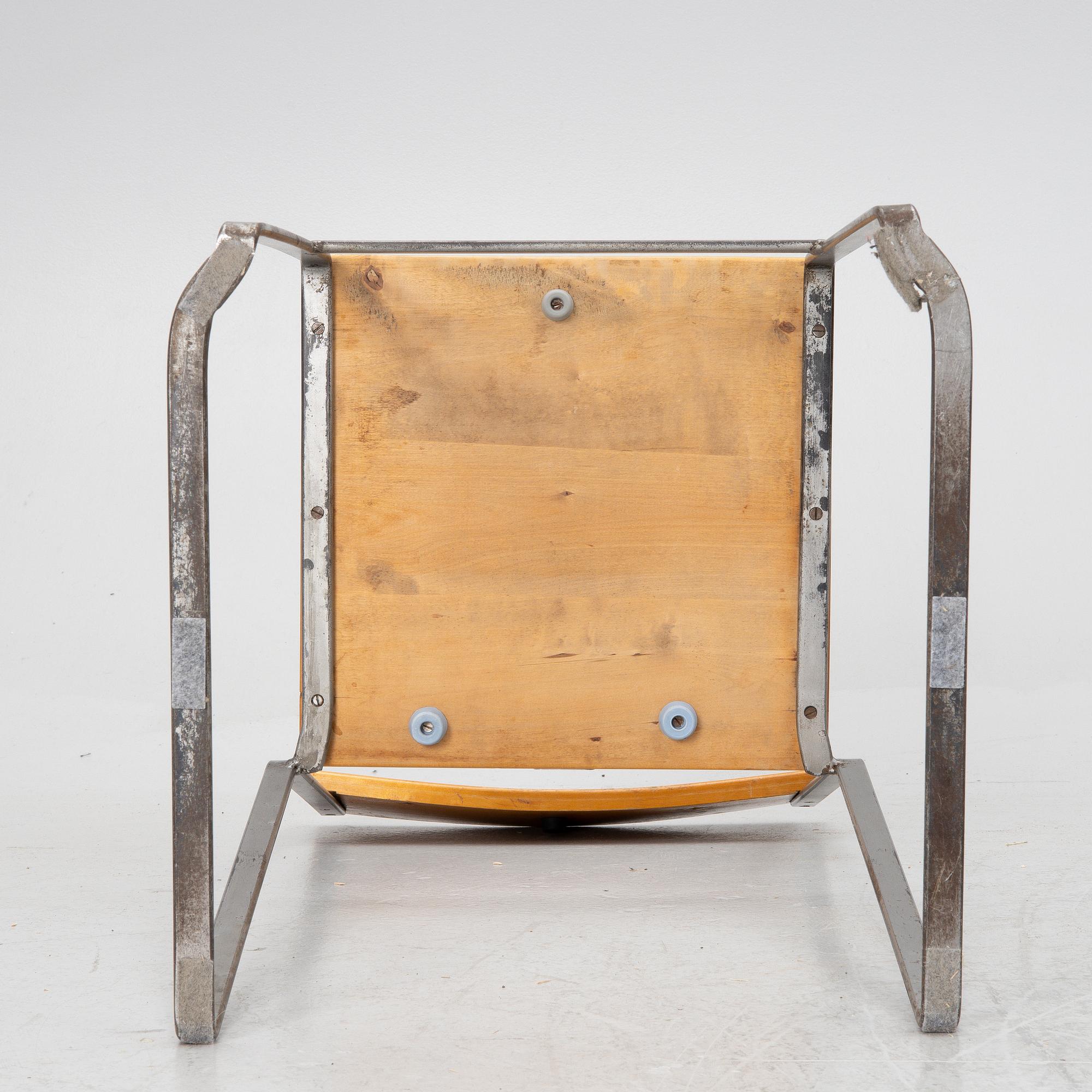 Six 'Chair 10', mid-20th century. Grythyttan's steel furniture. First half of the 20th century.