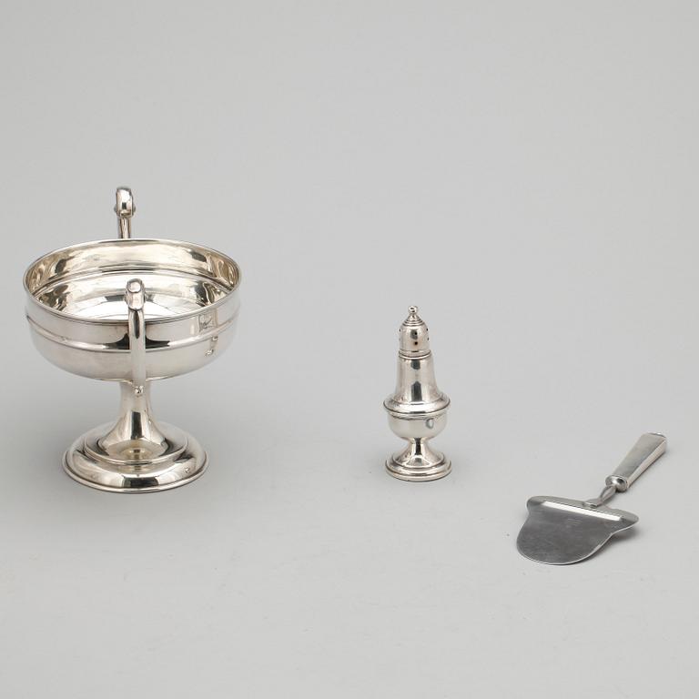 PARTI SILVER, 3 delar, bla Georg Jensen &  William Hutton & Sons ltd, Birmingham 1905-6.