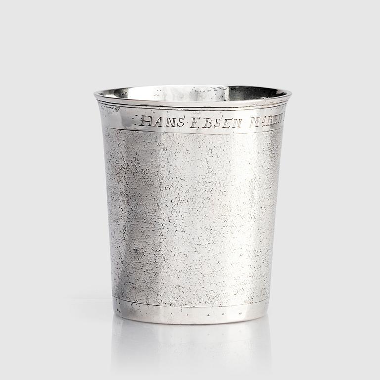 A probably German 17th century silver beaker, unclear makers mark.