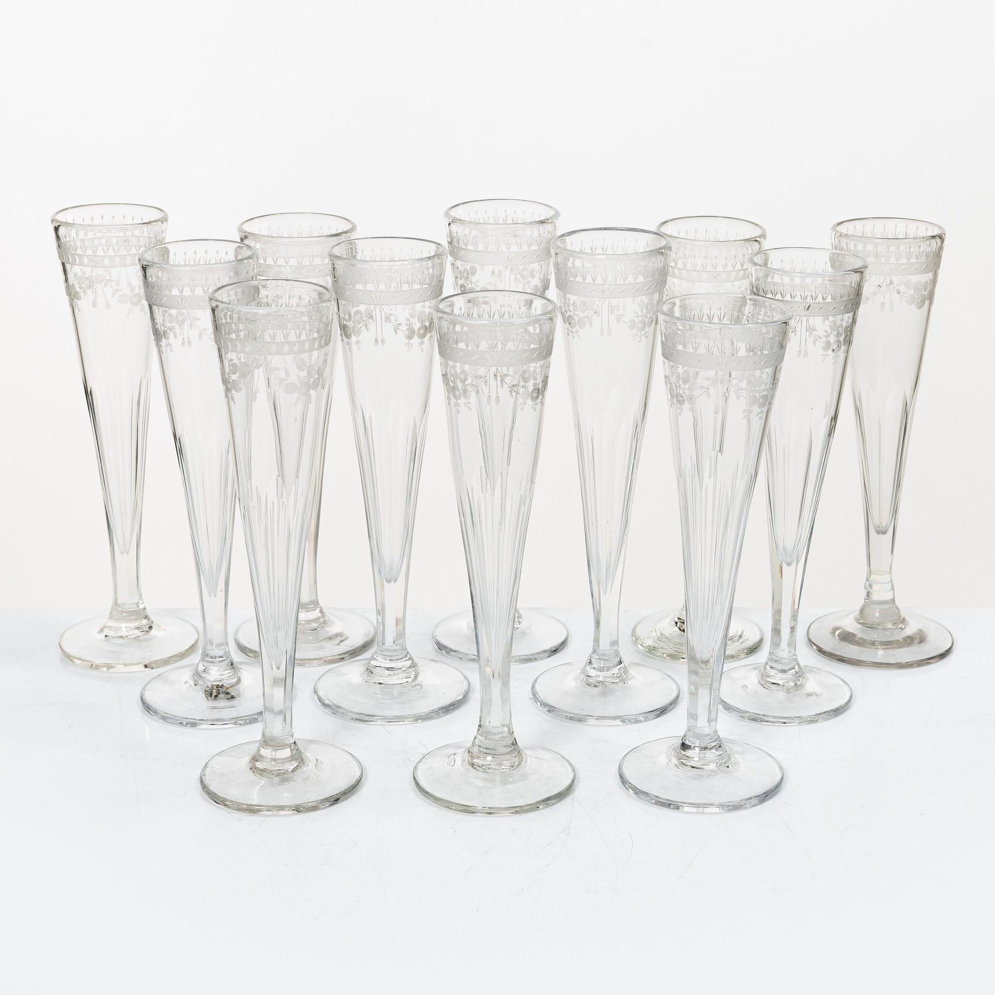 Champagne glasses, 12 pcs, circa 1900.