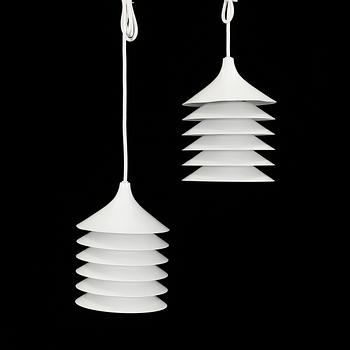 TAKLAMPOR, ett par. "Duett", modellen formgiven 1983 av Bent Boyesen för Ikea.