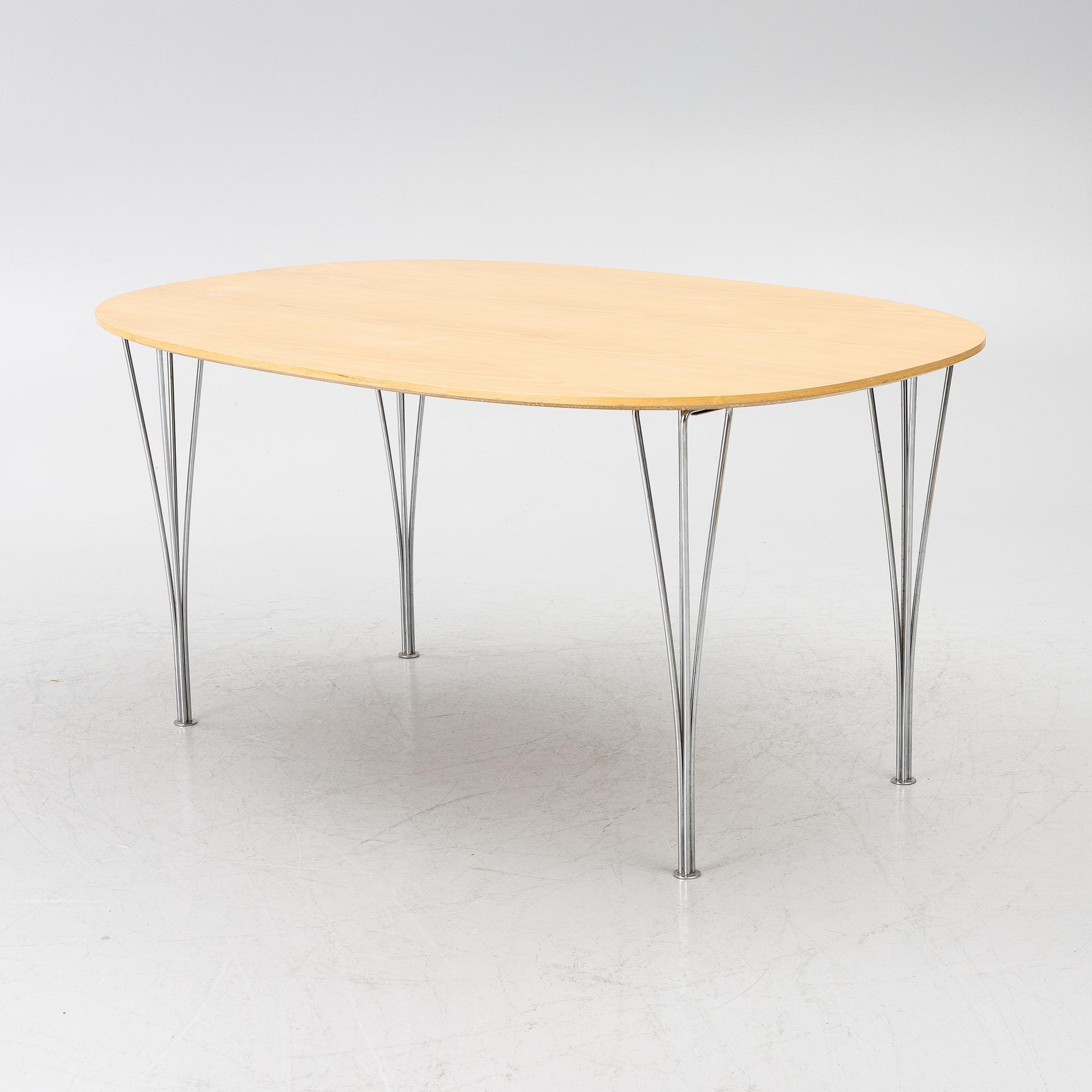 Bruno Mathsson, & Piet Hein, matbord, "Superellips", Fritz Hansen, Danmark, 1986.
