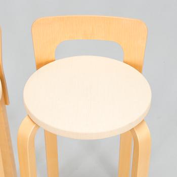 Alvar Aalto, A pair of K65 bar stools, Artek, Finland,