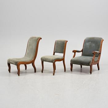 A set of 9 pieces of furniture, probably France and mid 19th century.