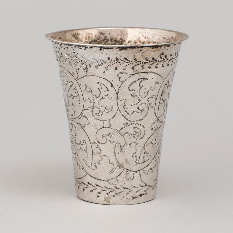 A Swedish 18th century silver beaket, mark of Casimir Friedrich Meidts, Karlskrona 1731.