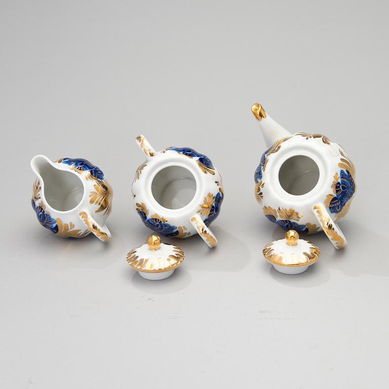A 34-piece'Golden Garden' porcelain tea- and coffee set from Lomonosov, Soviet Union.
