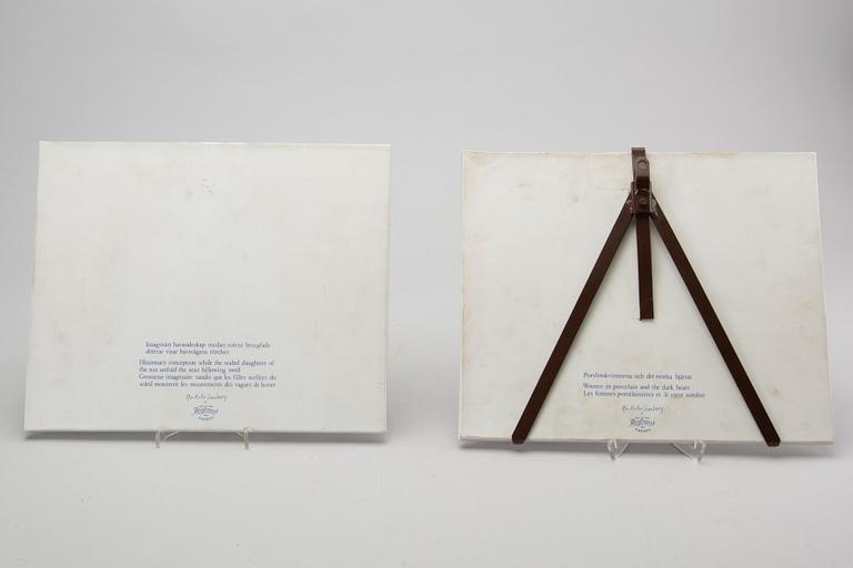 MAX WALTER SVANBERG, 2 st väggplaketter, porslin, Rörstrand, 1900-talets sista kvartal.