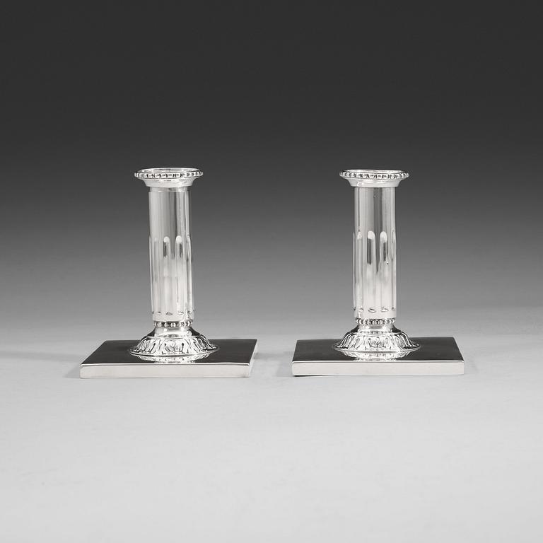 A pair of 18th century silver candlesticks, Lars Boye, Stockholm 1778.